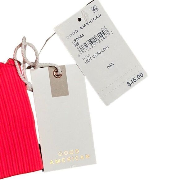 Good American Sport Bra Women’s XXS/XS‎ Double Knit Cross Strap Neon NEW Ribbed - Picture 3 of 7